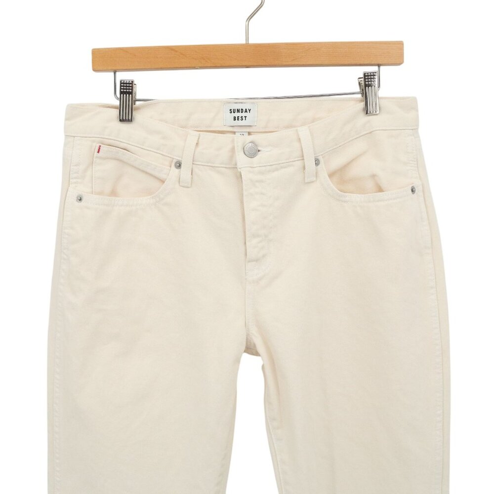 Aritzia Sunday Best High Waisted Ivory Unbleached Wide Leg Jeans 10 - Picture 6 of 10